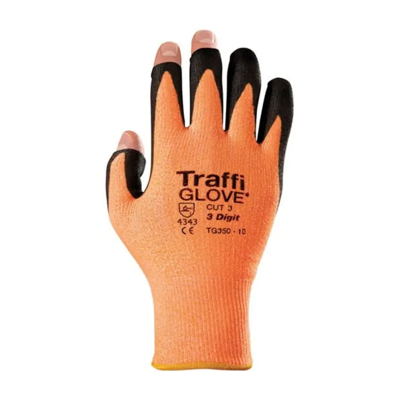 Traffiglove Size 10/XL 3Digit Polyurethane Cut Resistant Gloves - Amber/Black