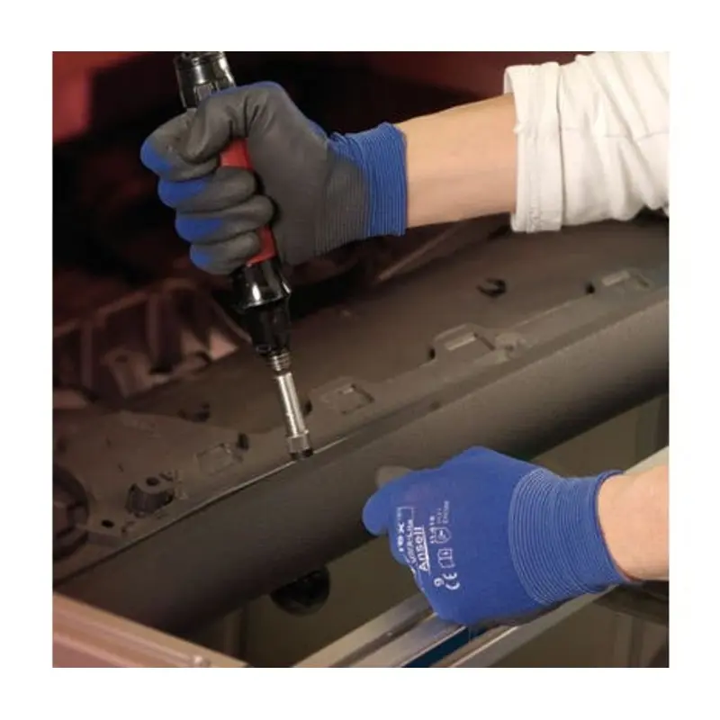 Ansell Size 10/XL - HyFlex 11-618 Polyurethane/Nylon Mechanical Gloves -Dark Blue/Black