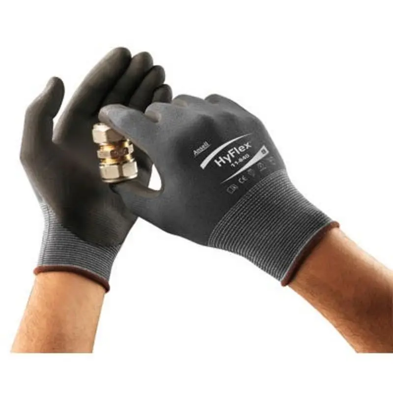 Ansell Size 10/XL - HyFlex 11-840 Form Nitrile Mechanical Gloves - Black/Grey