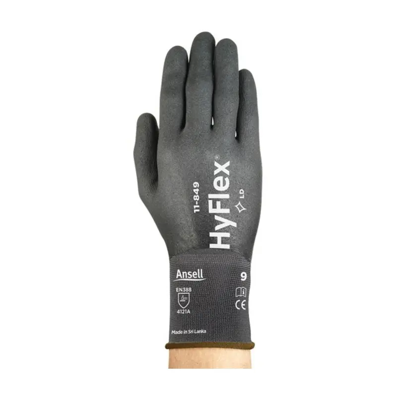Ansell Size 10/XL - HyFlex 11-849 Foam Nitrile Mechanical Gloves - Black