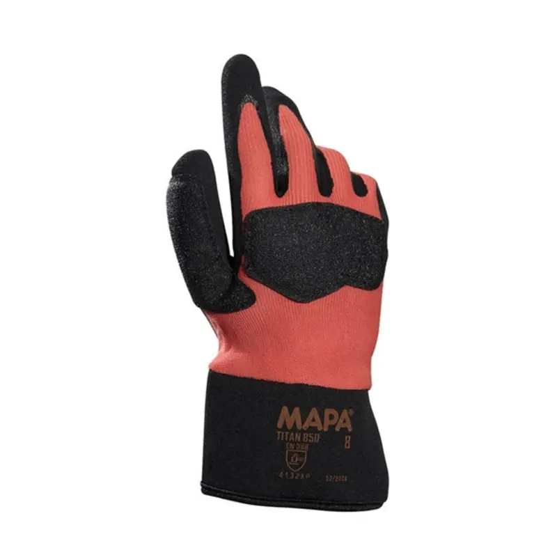 Mapa Size 10/XL - Titan 850 Nitrile Grip/Proof Coating Mechanical Gloves - Red/Black