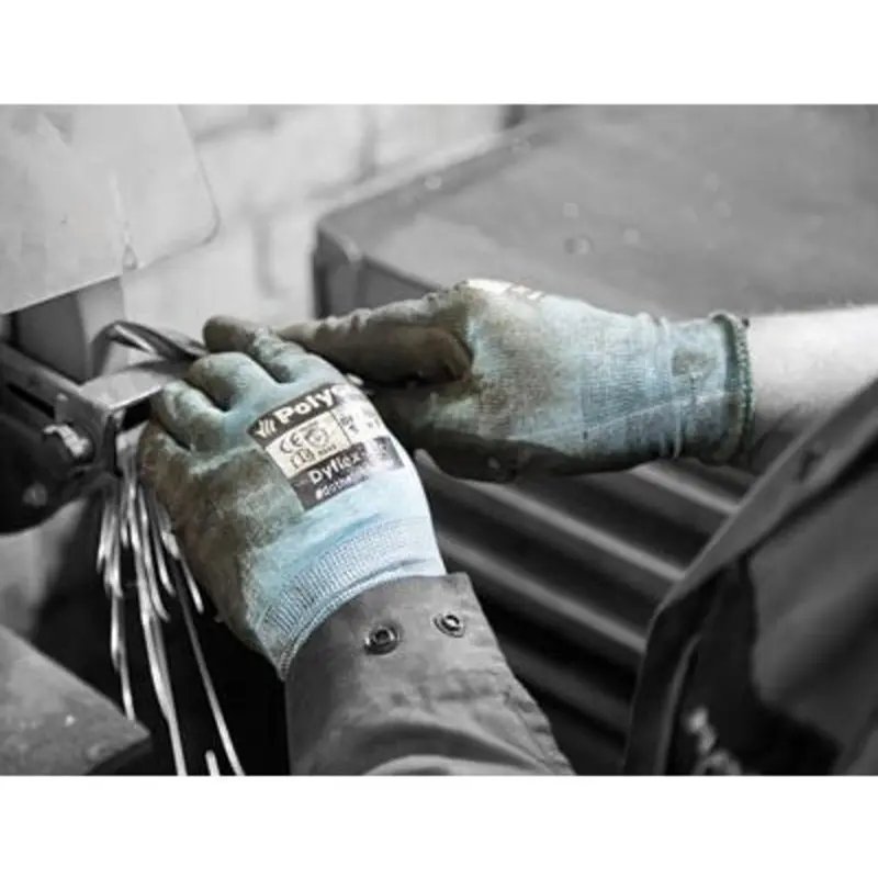 Polyco Size 10/XL - Dyflex Air Light Polyurethane Cut Resistant Gloves -Teal/Black