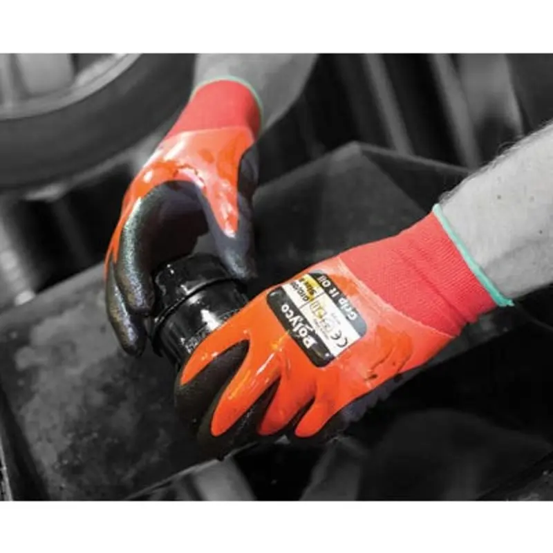 Polyco Size 10/XL - Grip It Oil Nitrile Glove - Black/Red