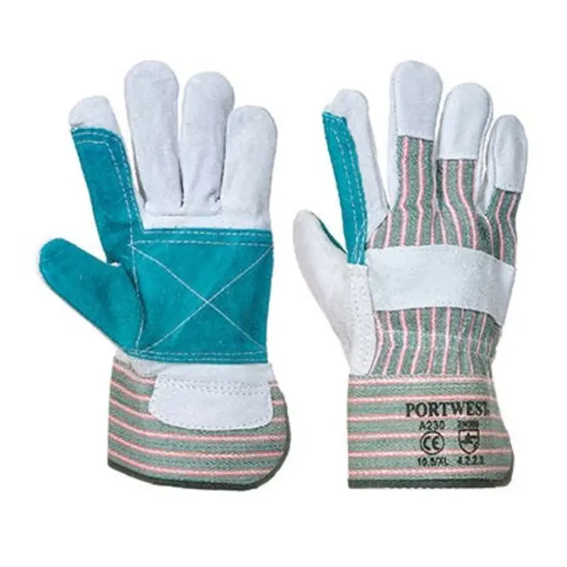 Portwest 10/XL - Cow Split Leather/Cotton Rigger Gloves - Grey