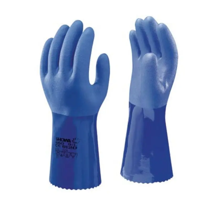 Showa Size 10/XL PVC Cotton Chemical Protection Gloves - Dark Blue