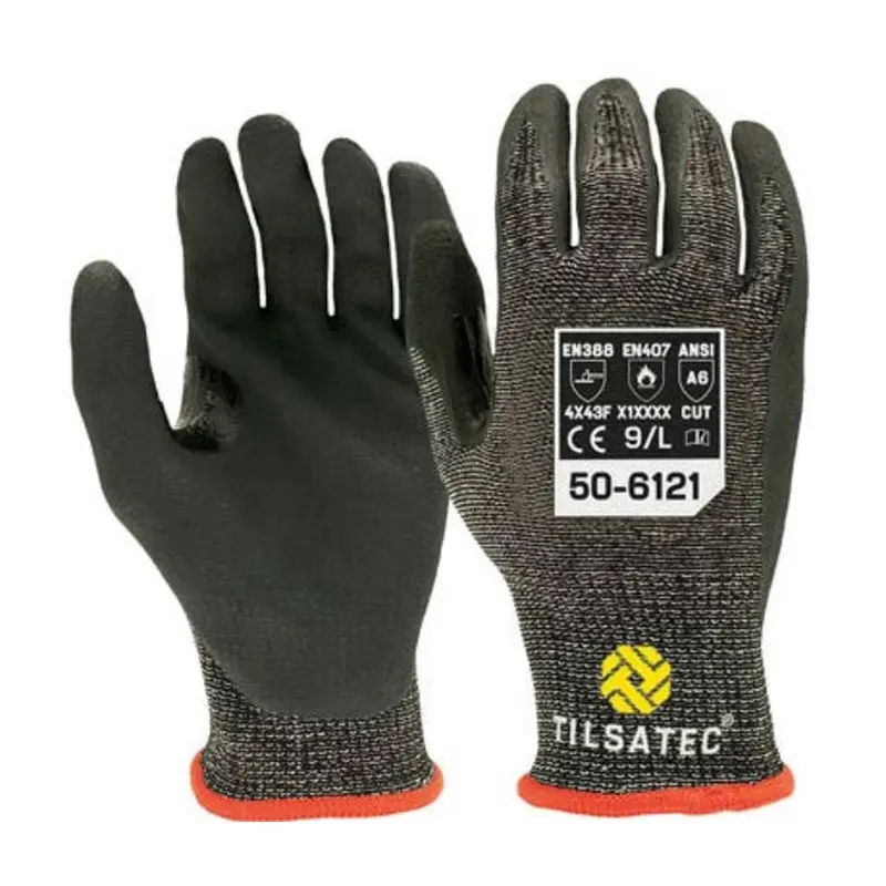 Tilsatec Size 10/XL 50-6121 Cut Protection Gloves - Black Liner/Black Coating