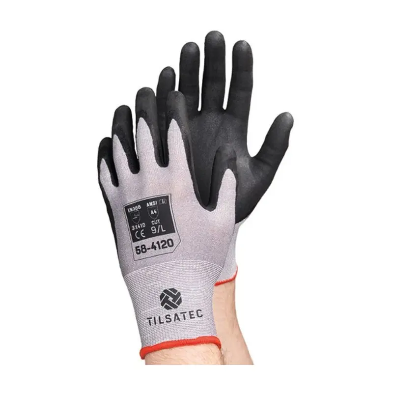Tilsatec Size 10/XL 58-4120 Nitrile Cut Protection Gloves - Grey Liner/Black Coating