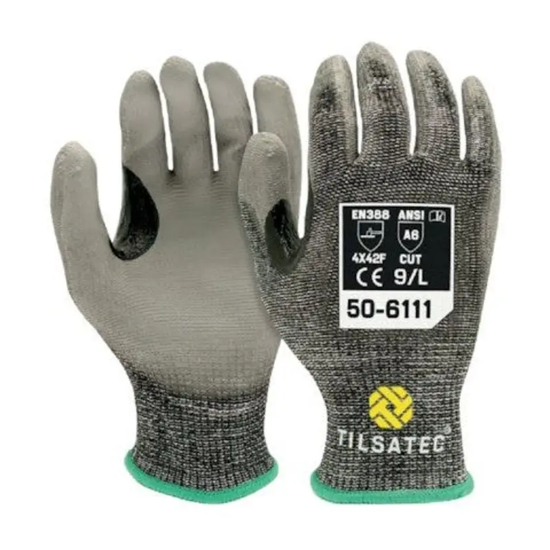 Tilsatec Size 10/XL 50-6111 Cut Protection Gloves - Black Liner/Grey Coating