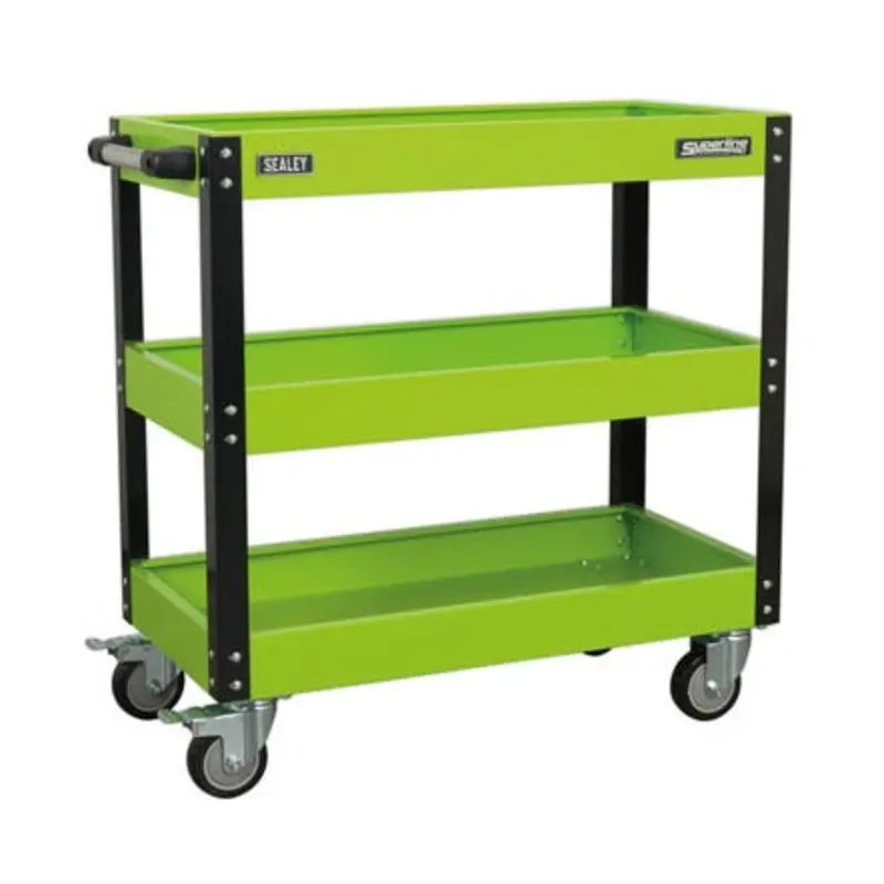 Sealey 3-Level Heavy-Duty Hi-Vis Green Workshop Trolleys  | MSC Industrial Supply Co.