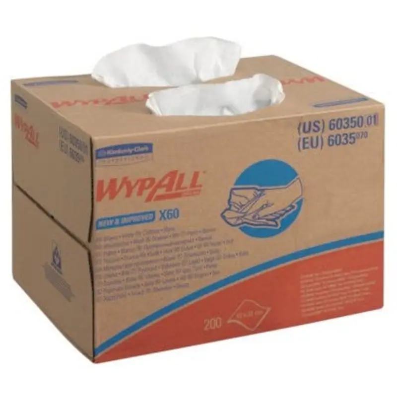 WypAll X60 Cloths Brag Box of 200 Sheets White