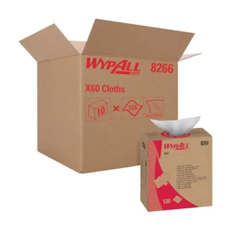 WypAll X60 Cloths Pop Up Box White 126 Sheets