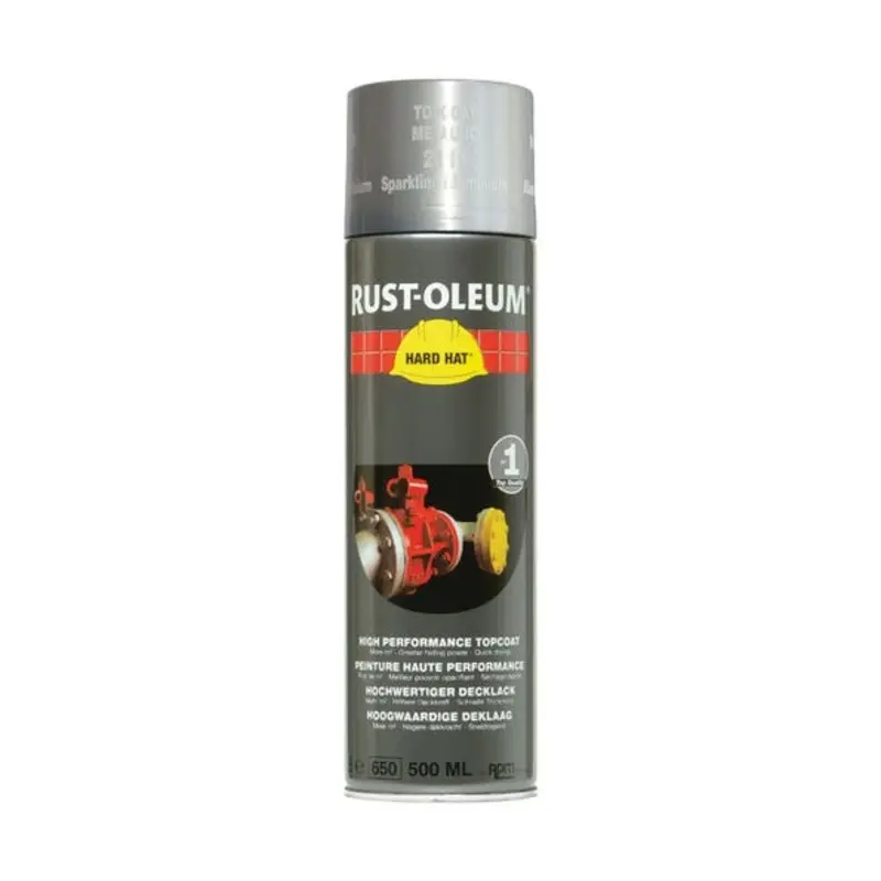 Rustoleum 500ml Hard Hat Topcoat - Metallic Sparkling Alminium