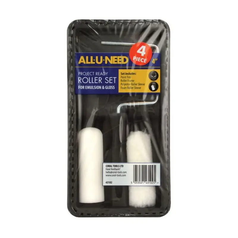 Coral 4in All-U-Need Roller Paintset - 4 Piece