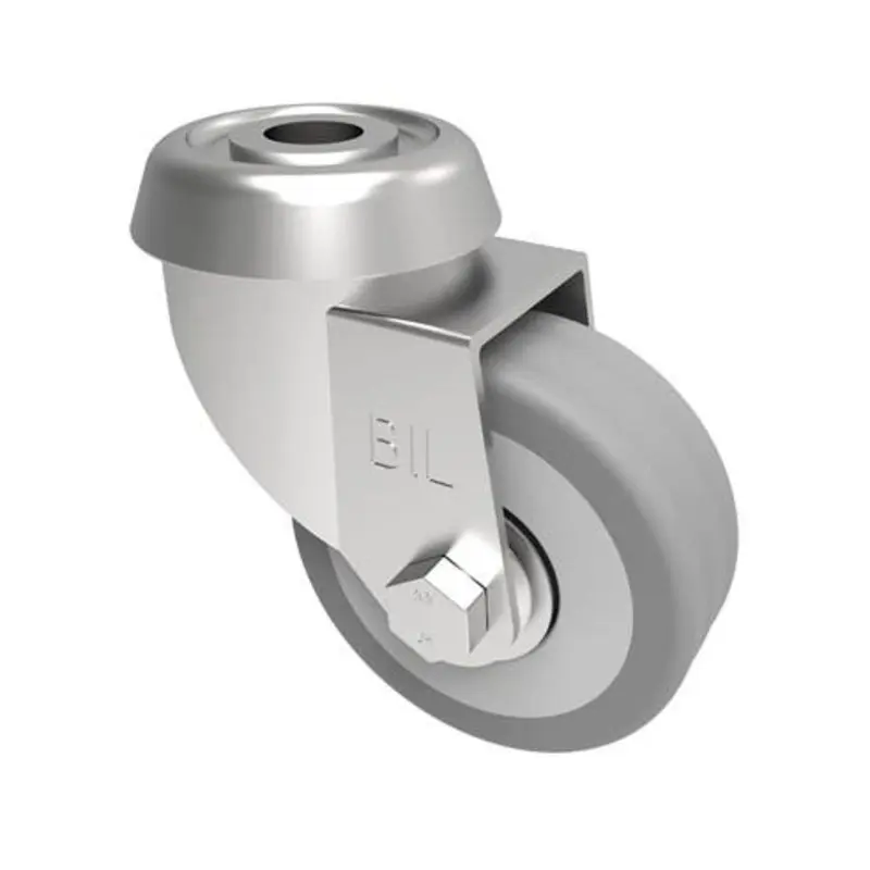 BIL 50 x 18mm Light Duty Swivel Castor Bolt Hole Grey Rubber 40Kg Capacity