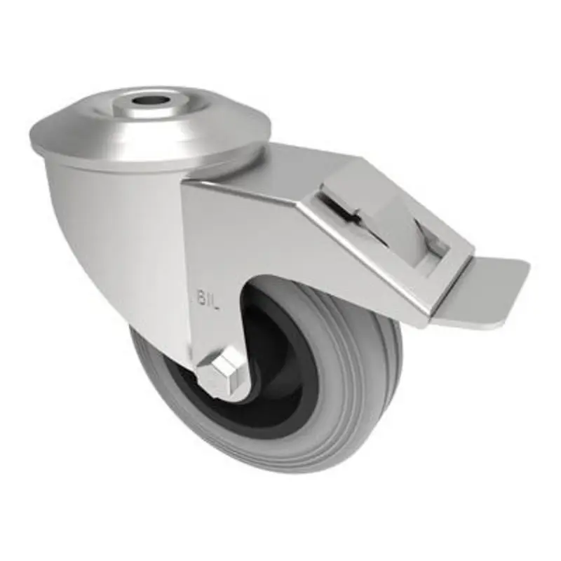 BIL 160mm Medium Duty Braked Castor Grey Rubber 140Kg