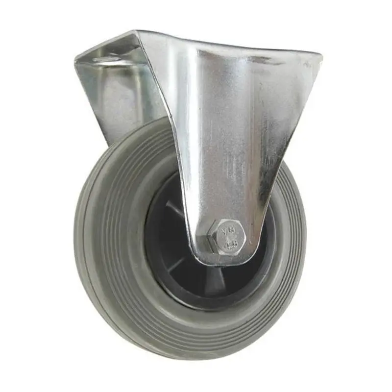 BIL 160 x 22mm Light Duty Fixed Castor Top Plate Grey Rubber 160Kg Capacity