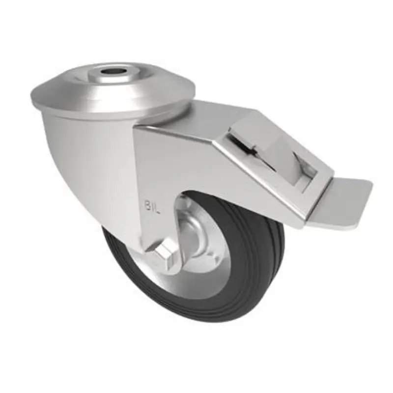 BIL 100mm Medium Duty Braked Castor Black Rubber 70Kg