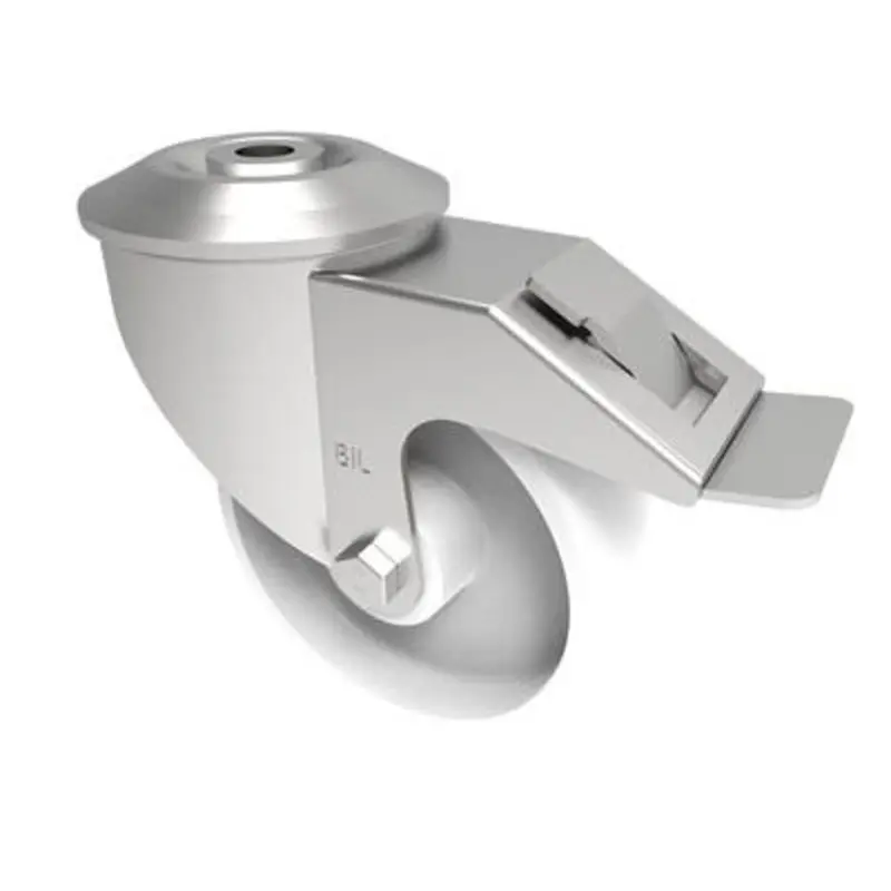 BIL 100mm Medium Duty Braked Castor White Polypropylene 160Kg