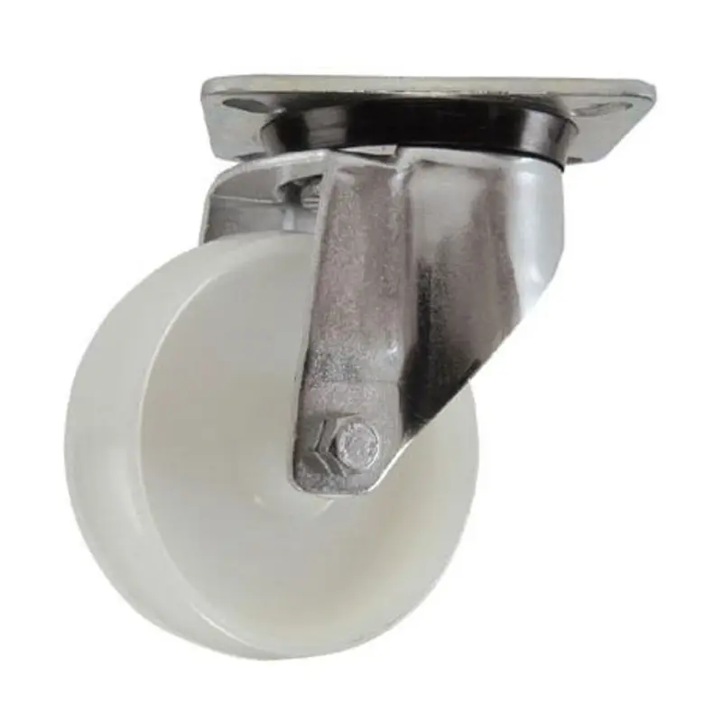 BIL 100 x 32mm Medium Duty Swivel Castor Top Plate White Nylon 230Kg Capacity