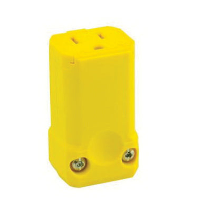 Leviton 5259-VY 2-Wire Straight Blade Connector, 15 A, 125 VAC, 2 -Pole, Brass Contact, Nylon Insulation, Yellow