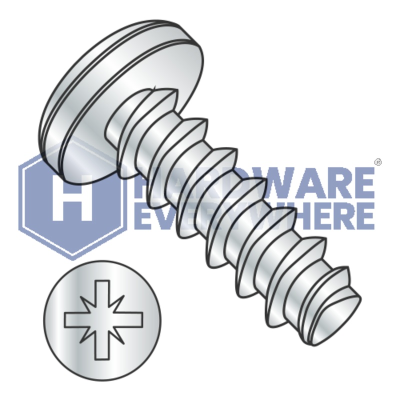 M2.2 X 8 Thread Forming Screws / Pozi / Pan Head / Steel / Zinc / Plastite (Blunt Tip) Alternate 48-2