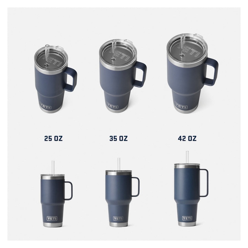 YETI Rambler Series 21071502252 Mug, 35 oz Capacity, Straw Lid, Stainless Steel, Navy, Insulated